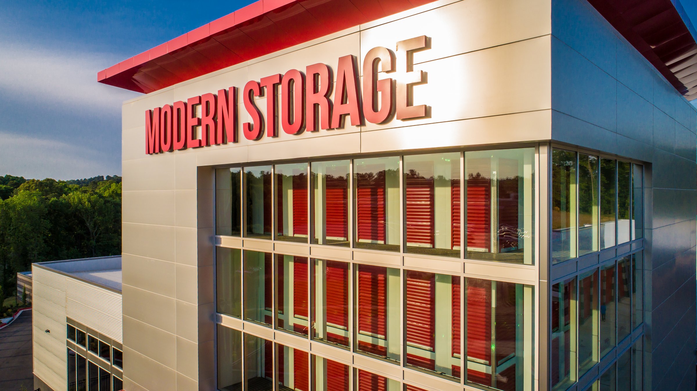 Aerial view of a Modern Storage® self-storage facility in Arkansas
