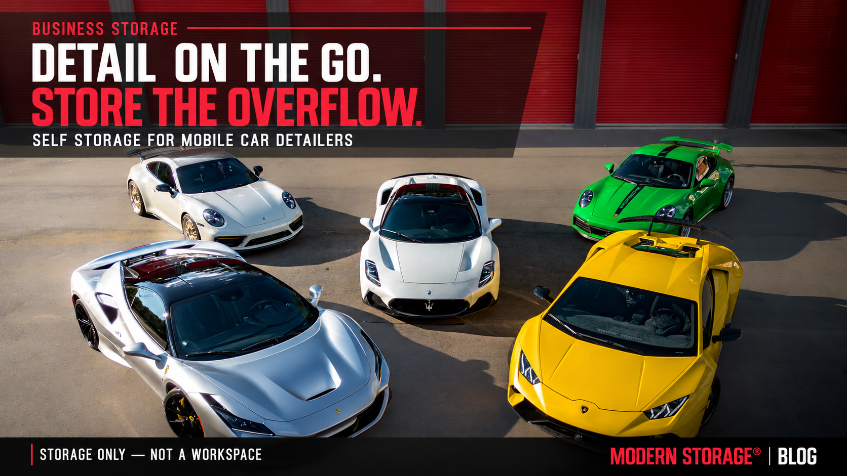 Sports Cars outside of Modern Storage®